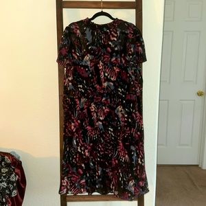 Abstract floral print cocktail dress
